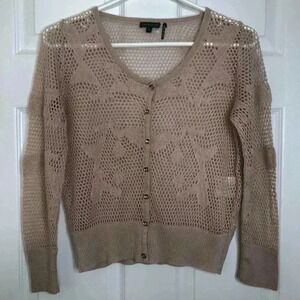 Tricotto Peach/Pink Mesh Cardigan Size  Small